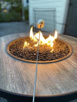 Roasting marshmallow over fire