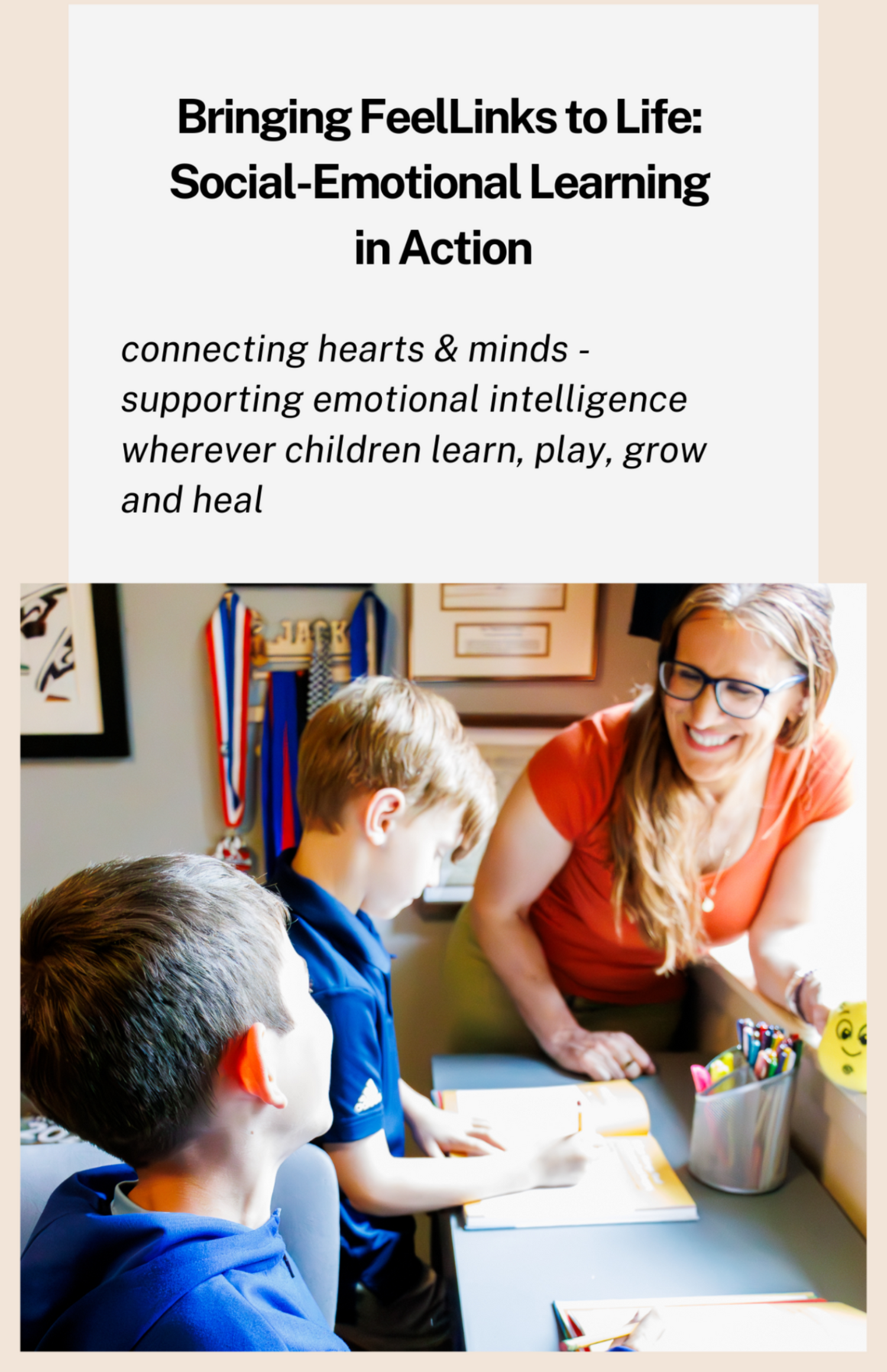 Mom and children discussing feelings, writing in journals and growing social-emotional learning skills.